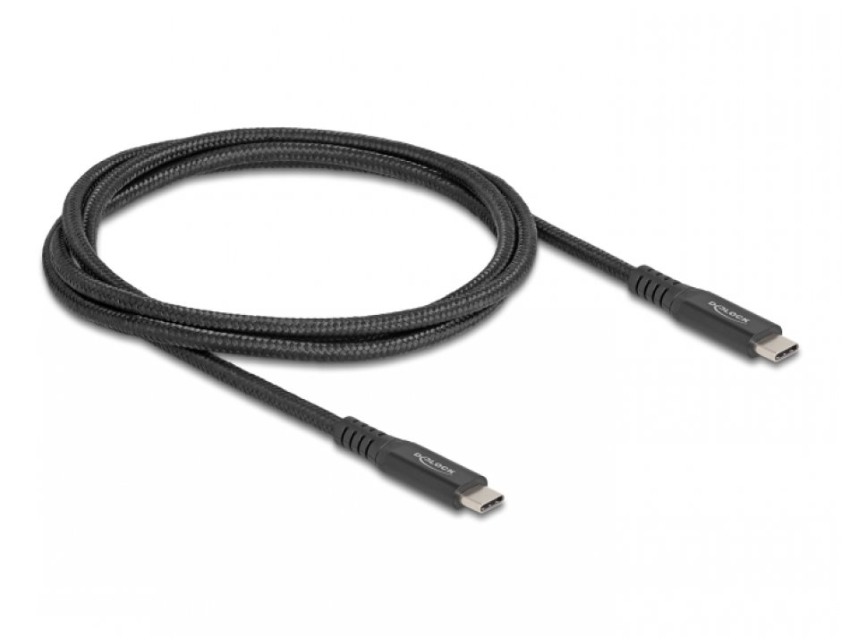 Imagine Cablu USB 3.2 type C 20Gb/100W T-T E-Marker 1m brodat Negru